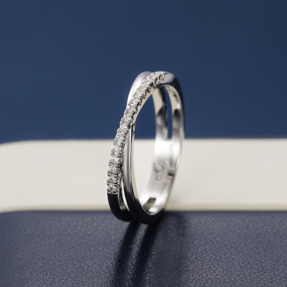 🍂 Trendy Advanced Texture 925 Silver Plated CZ Ring, FB16FA1151 - Picture 4 of 5